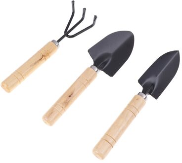 3Pcs Mini Houten Handvat Schop Hark Spade Bonsai Gereedschap Set Tuin Gereedschap Sets