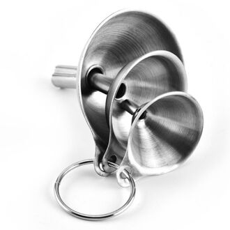 3Pcs Mini Kleine Mond Trechter Bar Wijn Fles Rvs Trechter Multifunctionele Mini Olieramp Met Opknoping Ring Keuken tool