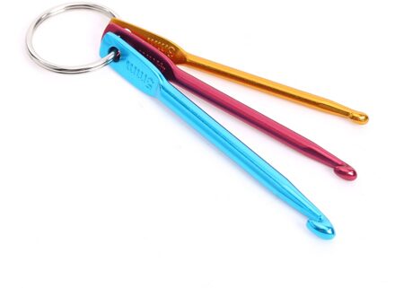 3Pcs Mixed Aluminium Breinaald Haaknaald Set Sleutelhanger Sleutelhanger Diy Reizen Naaien Tool Accessoires