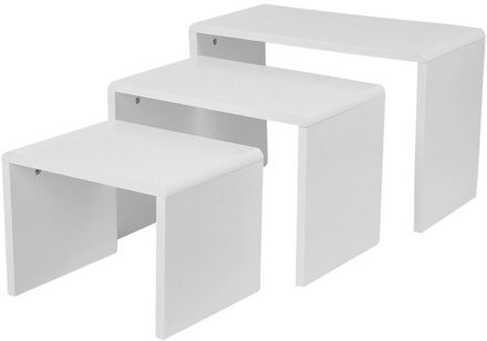 3Pcs Modern Wit Hoge Stabiliteit Lak Vernis Eenvoud Hout Afgeronde Hoek Koffie Tafels Bijzettafels Woonkamer