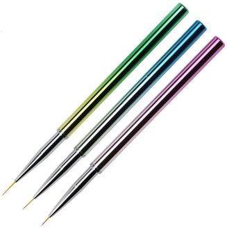 3Pcs Nail Art Brush Pen Plating Handvat Liner Lijn Streep Vis Bloem Schilderij Tekening Manicure Acryl Gereedschap Tips MULTI