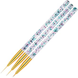 3Pcs Nail Art Liner Brush Pen Set Professionele Schilderen Nail Brush Pen Acryl Rhinestone Handgrepen Nail Art Pennen Goud