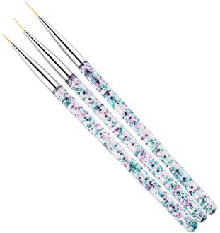3Pcs Nail Art Liner Brush Pen Set Professionele Schilderen Nail Brush Pen Acryl Rhinestone Handgrepen Nail Art Pennen Zilver