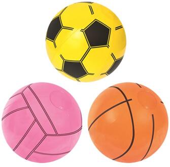 3Pcs Opblaasbare Strand Bal Zomer Opblaasbare Basketbal Voetbal Willekeurige Stijl willekeurig kleur 3stk