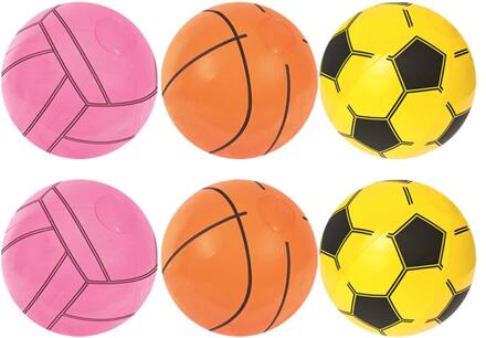 3Pcs Opblaasbare Strand Bal Zomer Opblaasbare Basketbal Voetbal Willekeurige Stijl willekeurig kleur 6stk