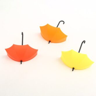 3Pcs Opslag Haken Deur Muur Haak Wanddecoratie Toetsen Haarspelden Houder Badkamer Muur Hanger Paraplu Vorm Punch gratis