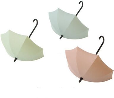 3Pcs Opslag Haken Deur Muur Haak Wanddecoratie Toetsen Haarspelden Houder Badkamer Muur Hanger Paraplu Vorm Punch gratis