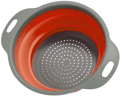 3Pcs Opvouwbare Siliconen Vergiet Fruit Groente Wasmand Zeef Zeef Inklapbare Afdruiprek Met Handvat Keuken Gereedschap 24.5x20x8.3cm