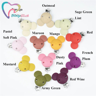 3PCS Perle Silicone Dentition Mouse Head Clips BPA Free DIY Baby Soother Nursing Dummy Draft Teethiing Toys Mouse Head Clips