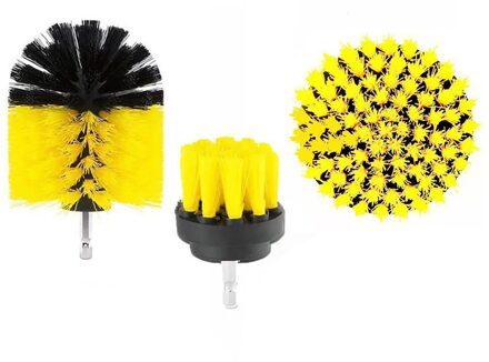 3Pcs Power Scrubber Borstel Set Voor Badkamer Boor Scrubber Borstel Voor Cleaning Draadloze Boor Attachment Kit Power Scrub Borstel geel