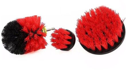 3Pcs Power Scrubber Borstel Set Voor Badkamer Boor Scrubber Borstel Voor Cleaning Draadloze Boor Attachment Kit Power Scrub Borstel rood