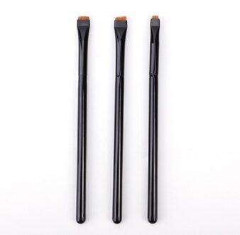 3Pcs Professionele Make-Up Eye Borstel Zachte Natuurlijke Dierlijke Haar Houten Handvat Platte Eyeliner Oogschaduw Toepassing Lip Cosmetische Gereedschap