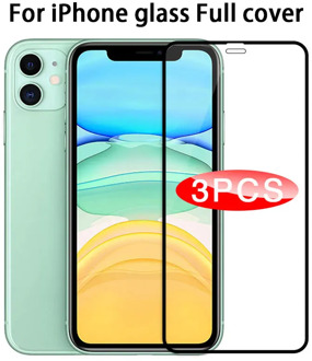 3pcs Protective Glass on For iPhone 11 Screen Protector for iphone 11 Pro X XR XS Max 6 7 8 plus Full Cover Glass for iphone 11