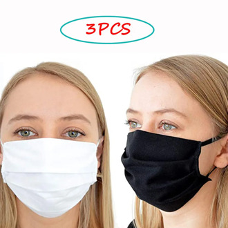 3Pcs Reuseable Mouth Masks 3 Layer Cotton Mouth Caps Washable Mouth Cover Breathable Ear Hook Face Mask Protective Mouth-muffle