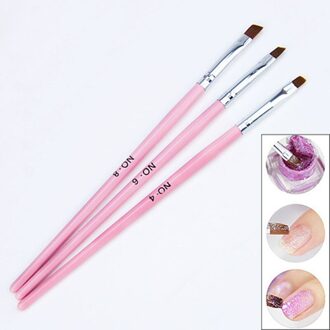 3Pcs Roze Rij Puntjes Dot Builder Platte Schilderij Kristal Carving Uv Gel Nail Art Acryl Polish Tips Pen Borstel manicure Tools Set roze schuin