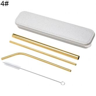 3Pcs Rvs Herbruikbare Gebogen Rechte Rietje Party Bar Drinkware gouden
