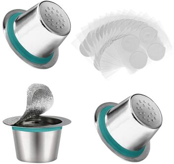 3Pcs Rvs Hervulbare Koffie Capsules Sets Pods Herbruikbare Koffie Filter Voor Nespresso
