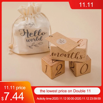 3pcs/set Baby Milestone Cards Wooden Block Baby Age Square Engraved Newborn Birth Gift Souvenir Photography Tool Accessories