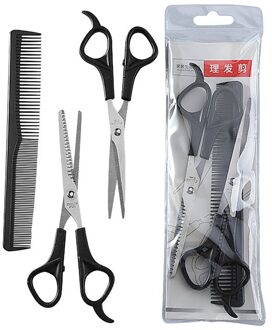 3Pcs Set Huishoudelijke Kappers Schaar Dunner Schaar Haar Knippen Kapper Schaar Platte Tand Schaar Kam Hair Styling Gereedschap
