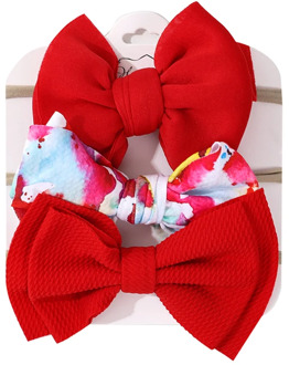 3Pcs/Set Leopard Print Elastic Nylon Hair Bands Solid Waffle Puff Bow Headband Flower Print Double Layers Bowknot Headwear