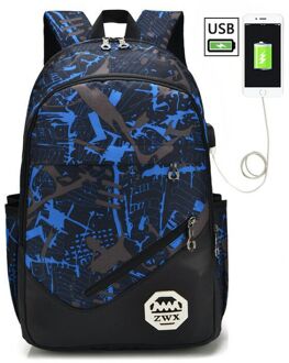 3pcs Set Schooltassen Voor Meisjes Tiener Meisje School Rugzak Voor Jongens Waterdichte Reizen Sport Rugzak Camouflage Boekentas Schooltas 3stk blauw