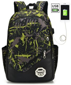 3pcs Set Schooltassen Voor Meisjes Tiener Meisje School Rugzak Voor Jongens Waterdichte Reizen Sport Rugzak Camouflage Boekentas Schooltas 3stk groen