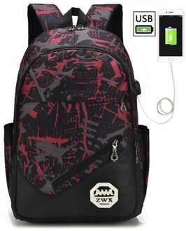 3pcs Set Schooltassen Voor Meisjes Tiener Meisje School Rugzak Voor Jongens Waterdichte Reizen Sport Rugzak Camouflage Boekentas Schooltas 3stk rood