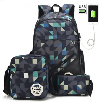 3pcs Set Schooltassen Voor Meisjes Tiener Meisje School Rugzak Voor Jongens Waterdichte Reizen Sport Rugzak Camouflage Boekentas Schooltas JiHe