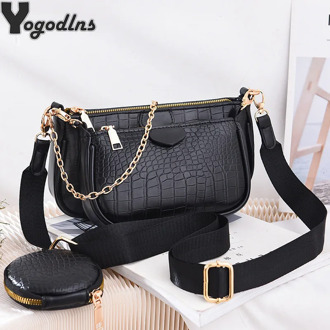 3pcs Sets Women Handbag PU Leather Shoulder Messenger Bags Mini Female Underarm Bag 2020 Ladies Chain Crossbody Bag Purse bolsa