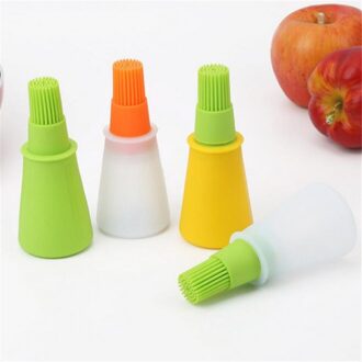 3Pcs Silicone Olie Fles Borstel Met Cap Barbecue Borstel Met Schaal Saus Boter Borstel Keuken Gereedschap Siliconen Koken Olie fles 3stk blauw bottle