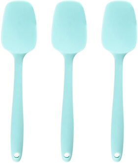 3Pcs Siliconen Spatel Set Non Stick Thuis Koken Schraper Opknoping Schoon Keukengerei Mengen Hittebestendige Restaurant Blauw