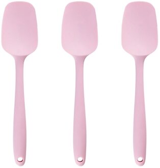 3Pcs Siliconen Spatel Set Non Stick Thuis Koken Schraper Opknoping Schoon Keukengerei Mengen Hittebestendige Restaurant Roze
