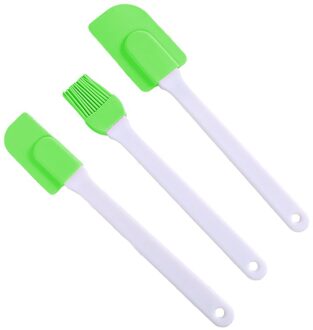 3Pcs Siliconen Spatels Cake Roomboter Schraper Borstel Hittebestendige Keuken Bakken Gebak Tool Diy Bakken Cake Tool groen