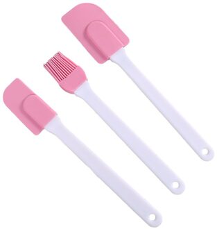 3Pcs Siliconen Spatels Cake Roomboter Schraper Borstel Hittebestendige Keuken Bakken Gebak Tool Diy Bakken Cake Tool Roze