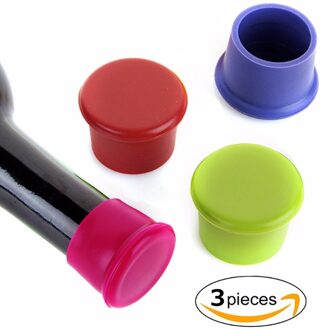 3Pcs Siliconen Wijn Stoppers Lekvrije Wijn Fles Sealers Voor Rode Wijn En Bier Fles Cap