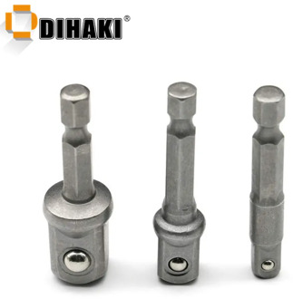 3pcs Socket Adapter 1/4 3/8 1/2Inch Nut Driver Sockets Impact Hex Shank Extension Drill Bits Bar Set 3 Short rods 50mm