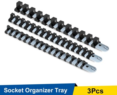 3Pcs Socket Organizer Tray 340 Mm Socket Houder 1/4 "3/8" 1/2 "Dopsleutel Organizer Plastic Socket houder Rack Opslag Verdelen