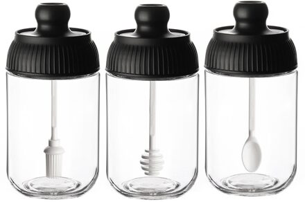 3Pcs Spice Flessen Olie Borstel Honing Deksel Seal Kruiden Lepel Jar Keuken Cruet
