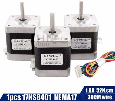 3Pcs Stappenmotor 4-Lood Nema17 48Mm/78Oz-in/1.8a Nema 17 Motor 42bygh 1.8A (17HS8401) motor