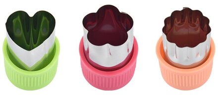 3Pcs Star Hart Vorm Groenten Cutter Plastic Handvat Draagbare Kokhulpmiddelen Rvs Fruit Snijden Sterven Keuken Gadgets
