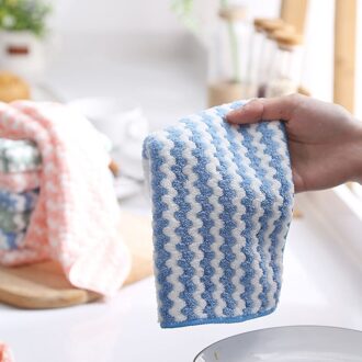 3Pcs Stick Olie Keuken Handdoek Microfiber Doekjes Katoen Keuken Schoonmaken Tool Servetten Voor Keuken Schoonmaakdoekjes blauw