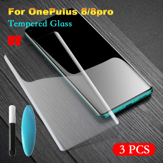 3Pcs Tempered UV Glass for OnePlus 8 Pro 7Pro 7T Pro Screen Protector Full Surface Coverage Screen Film