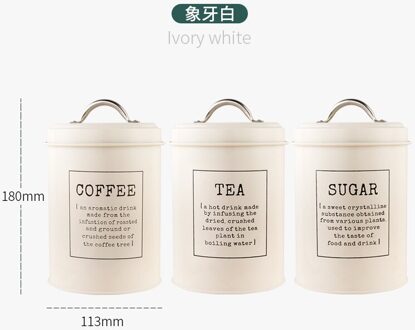 3Pcs Thee Lege Doos Huishoudelijke Koffie Nordic Wind Verzegelde Opslag Blikjes Thee Verpakking Vierkante Ijzeren Blikjes Verzegeld Thee blikjes ZM1027 wit