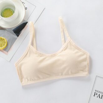 3Pcs Tienermeisjes Ondergoed Zachte Gewatteerde Katoenen Beha Jonge Meisjes Voor Yoga Sportbeha 8-18Y Training Beha Beige