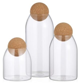 3Pcs Transparant Glas Opslagtank Borosilicaatglas Verzegelde Blikken Granen Container Opslag Pot Met Kurk Voor Keuken