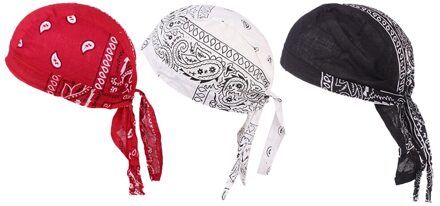 3Pcs Unisex Bandana Hoed 100% Katoen Unisex Durag Print Cap Ademend Chemo Tulband Mode Headwrap Hoofddeksels Pirate Head Sjaal type 2