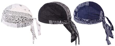 3Pcs Unisex Bandana Hoed 100% Katoen Unisex Durag Print Cap Ademend Chemo Tulband Mode Headwrap Hoofddeksels Pirate Head Sjaal type 4