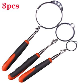 3Pcs Verstelbare Reparatie Voertuig Chassis Telescopische Inspectie Spiegel Met Led Licht