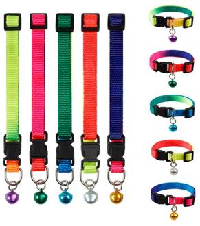 3Pcs Verstelbare Zachte Nylon Kat Kraag Huisdier Halsbanden Met Bell Dragen Gesp Halsband Willekeurige Kleurrijke Ketting Kraag
