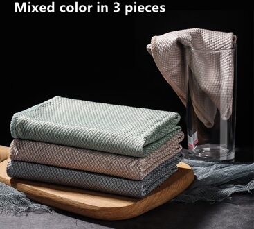 3Pcs Voor Keuken Microfiber Handdoek Doek Vis Schaal Poetslappen Magic Doekjes Voor Glas Schotel Doekjes Thuis Gereedschap Schuren pad Stof